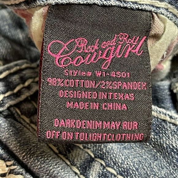 Rock & Roll Cowgirl Womens Mid Rise Bootcut Jeans Size 29 Embroidered Stretch - Picture 12 of 12